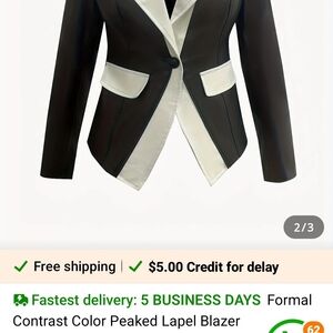 Black and White Tailored Blazer with Elegant Silhouette